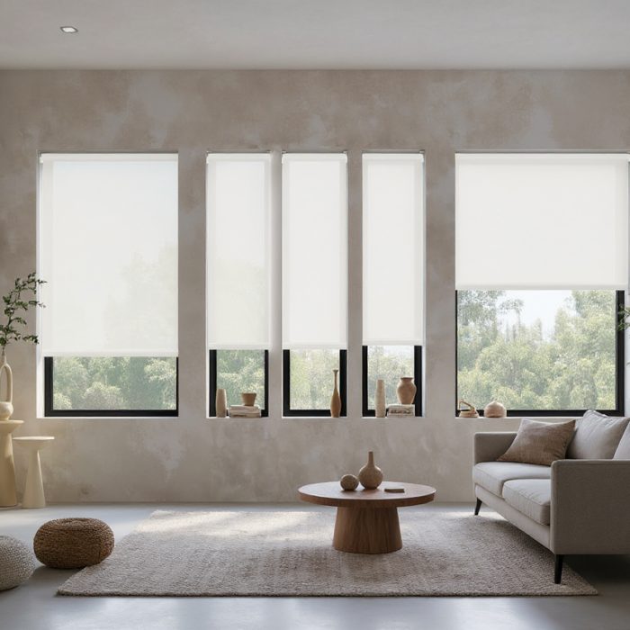 Solar Shades Living Room white