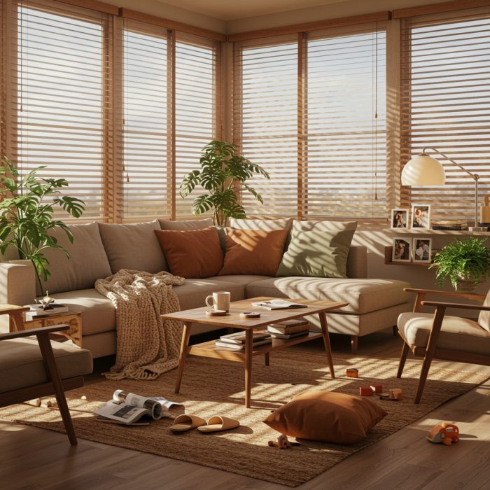 Wood Blinds-Modern-cozy-living-room